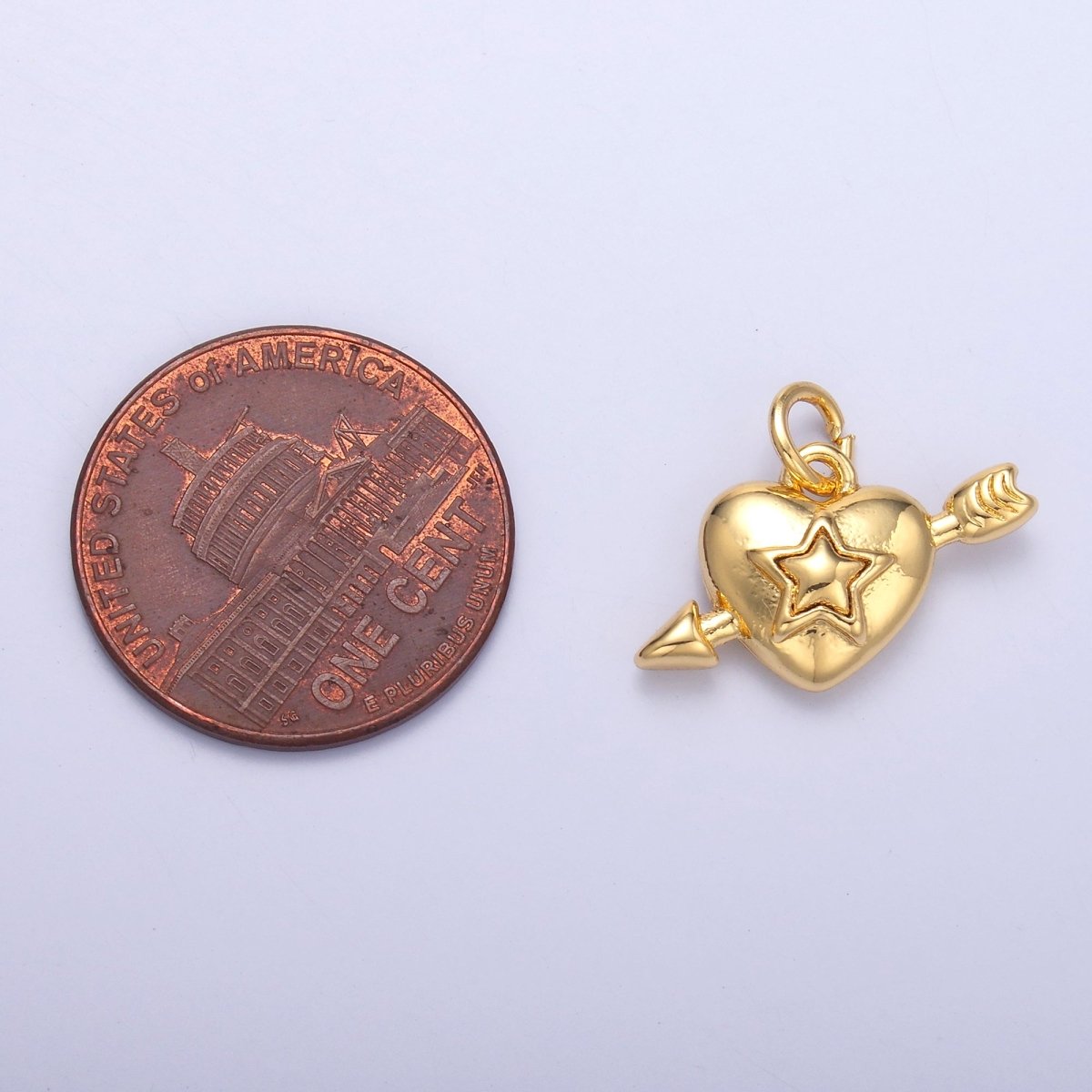 24K Gold Filled Star Cupid Heart Charm in Gold & Silver | C041 - DLUXCA