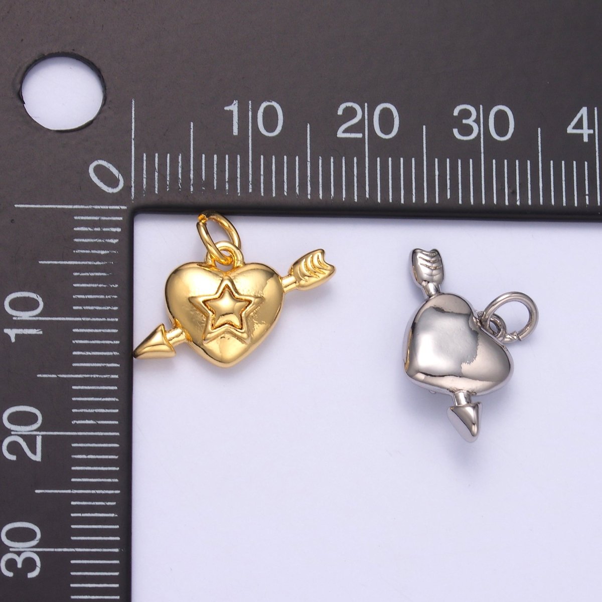 24K Gold Filled Star Cupid Heart Charm in Gold & Silver | C041 - DLUXCA