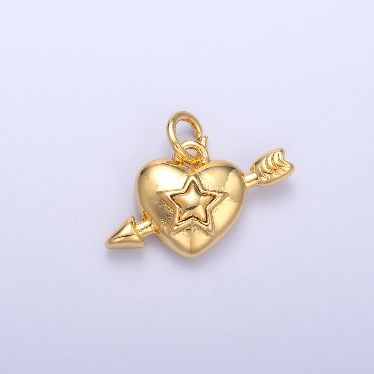 24K Gold Filled Star Cupid Heart Charm in Gold & Silver | C041 - DLUXCA