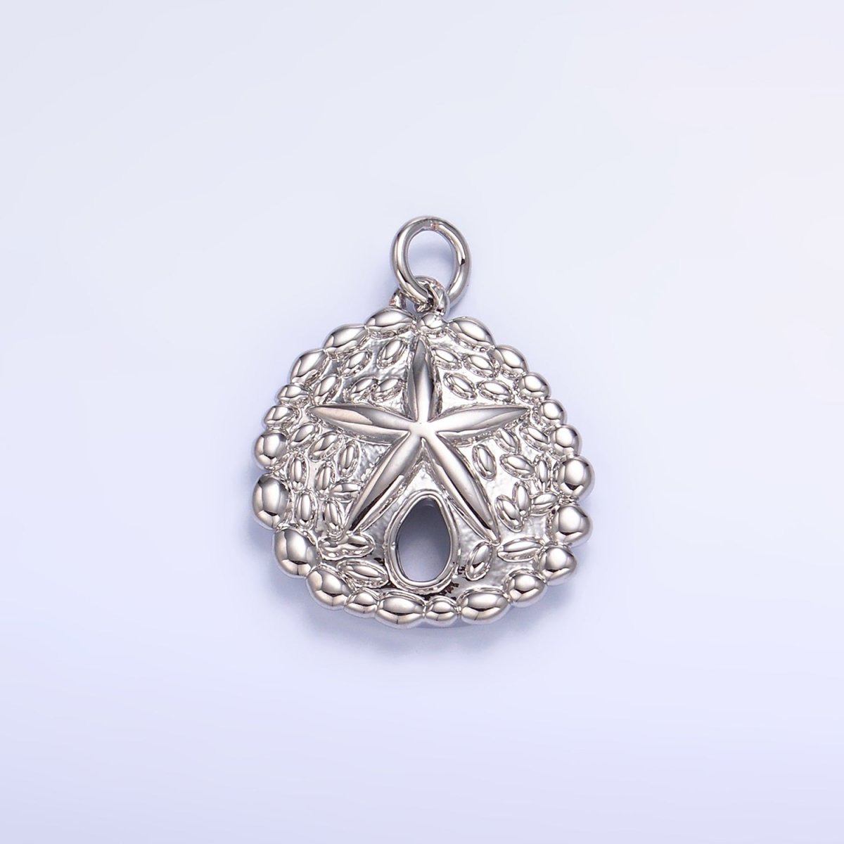 24K Gold Filled Starfish Sea Animal Dotted Textured Open Round Charm in Gold & Silver | W426 - DLUXCA