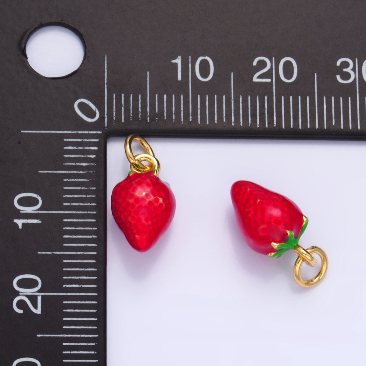 24K Gold Filled Strawberry Fruit Enamel Charm | W005 - DLUXCA