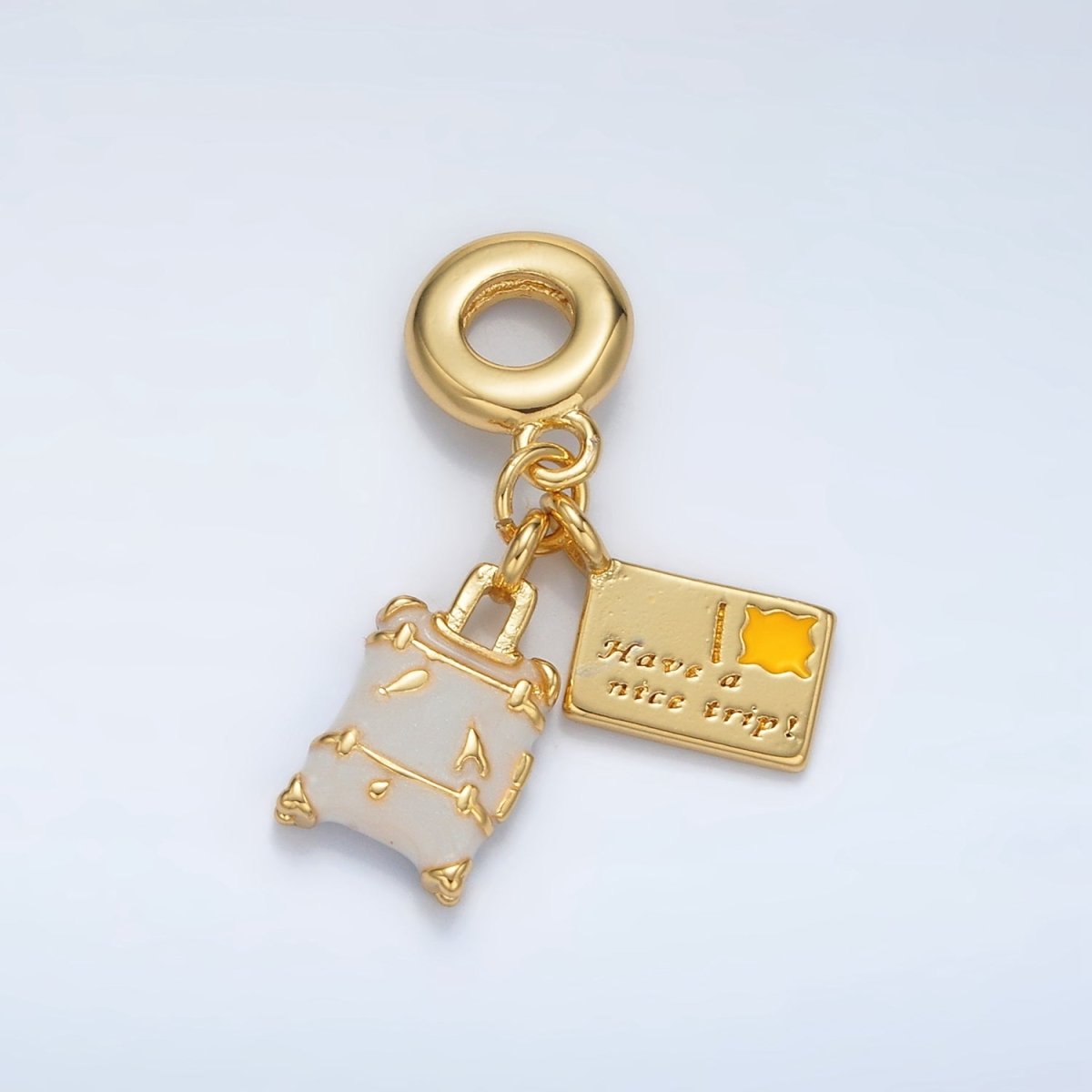 24K Gold Filled Suitcase Postcard Double Travel Drop Rhondelle Bail Pendant | AC091 - DLUXCA