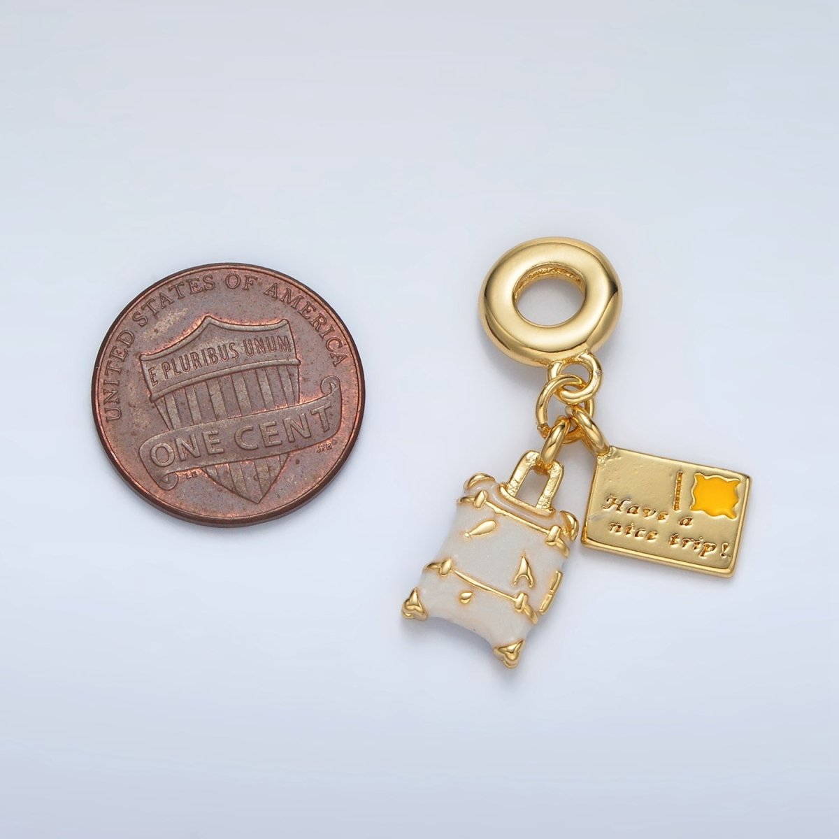 24K Gold Filled Suitcase Postcard Double Travel Drop Rhondelle Bail Pendant | AC091 - DLUXCA