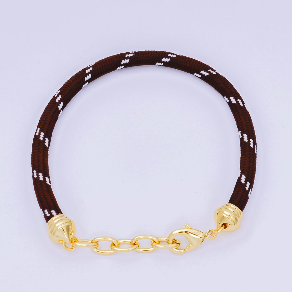 24K Gold Filled Summer Friendship Rope Chain Cord Bracelet in Black & Brown | WA - 3401 - WA - 3402 - DLUXCA