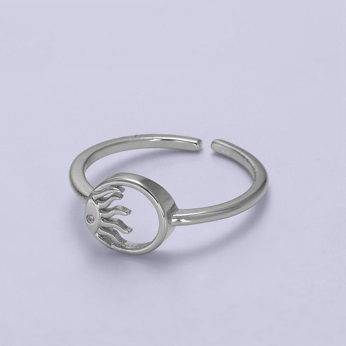 24K Gold Filled Sun Ring, Celestial Astrology Golden Ring with Crystal Cubic Zirconia CZ S - 334 - DLUXCA