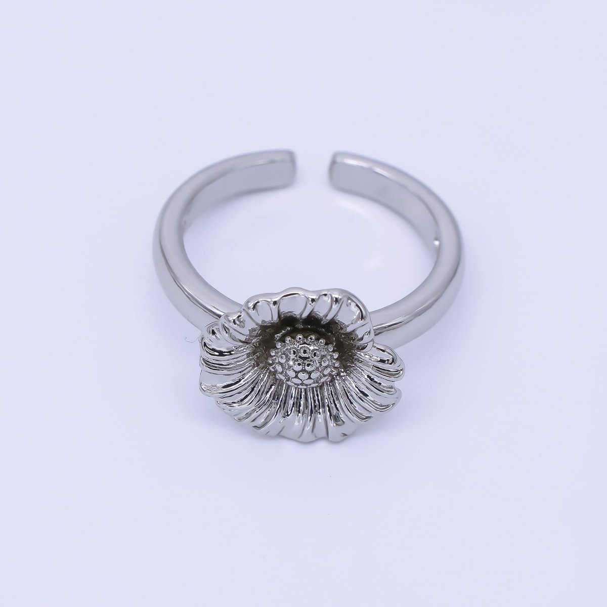 24K Gold Filled Sunflower Blossom Floral Solitaire Ring | O1613 O1619 - DLUXCA