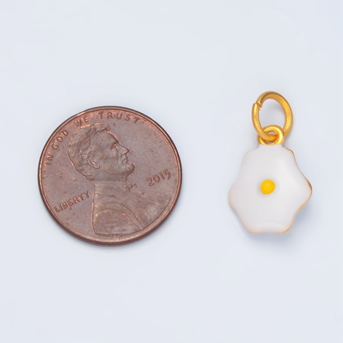 24K Gold Filled Sunny - Side Up Fried Egg Enamel Food Charm | AG924 - DLUXCA