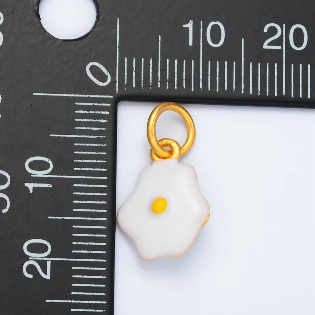 24K Gold Filled Sunny - Side Up Fried Egg Enamel Food Charm | AG924 - DLUXCA