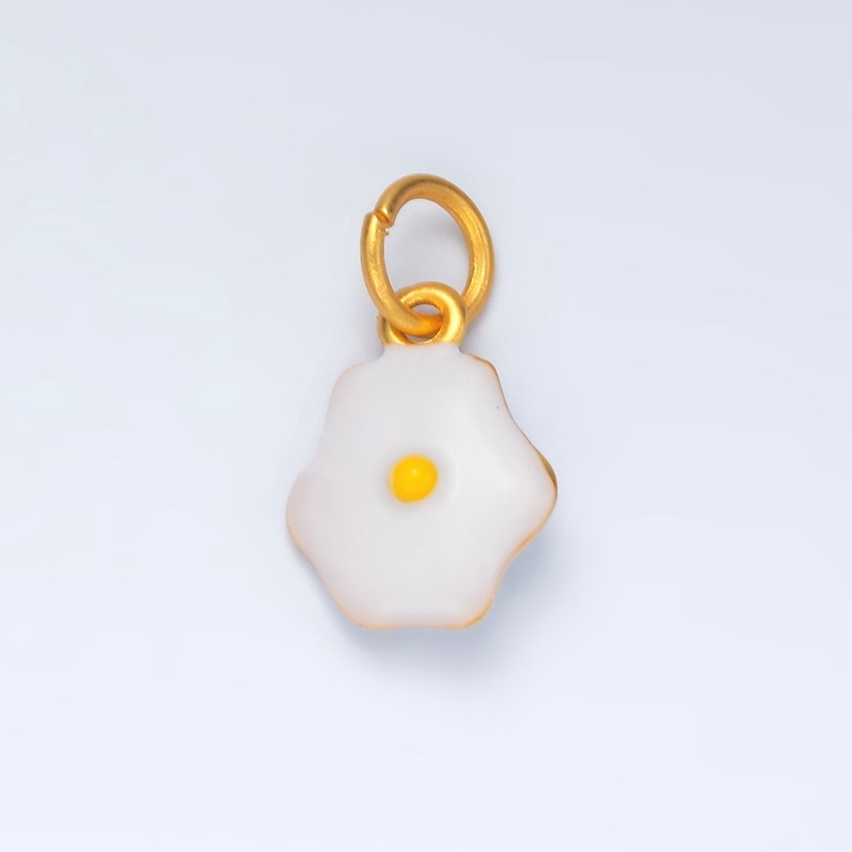 24K Gold Filled Sunny - Side Up Fried Egg Enamel Food Charm | AG924 - DLUXCA