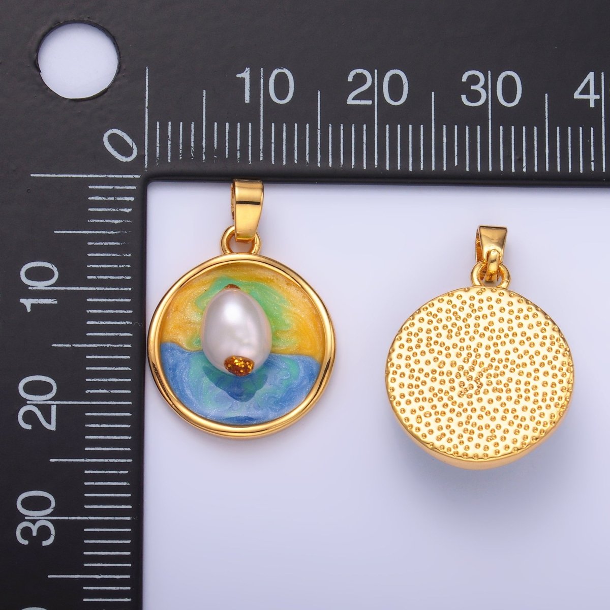 24K Gold Filled Sunrise Freshwater Pearl Pendant | AA1460 - DLUXCA