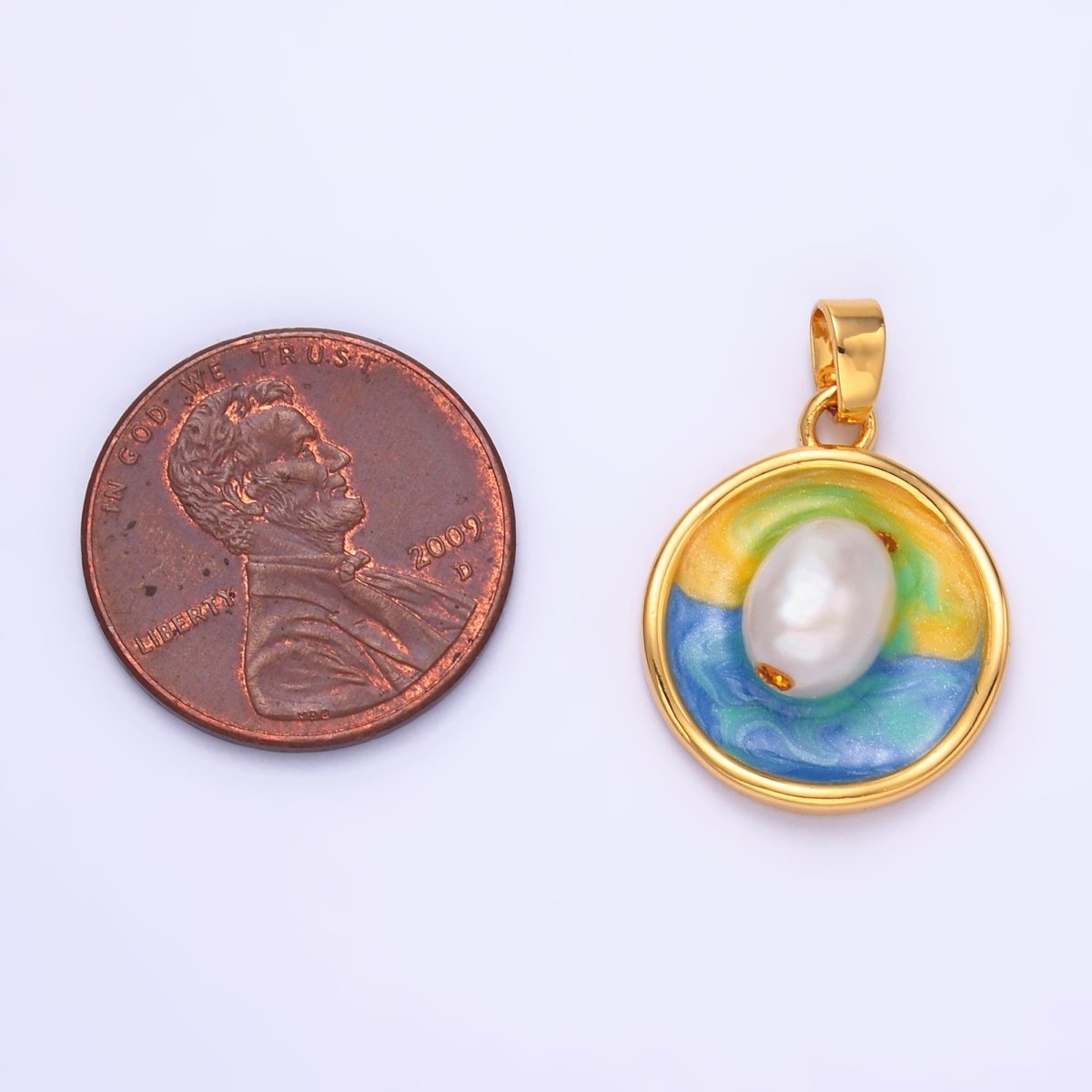 24K Gold Filled Sunrise Freshwater Pearl Pendant | AA1460 - DLUXCA