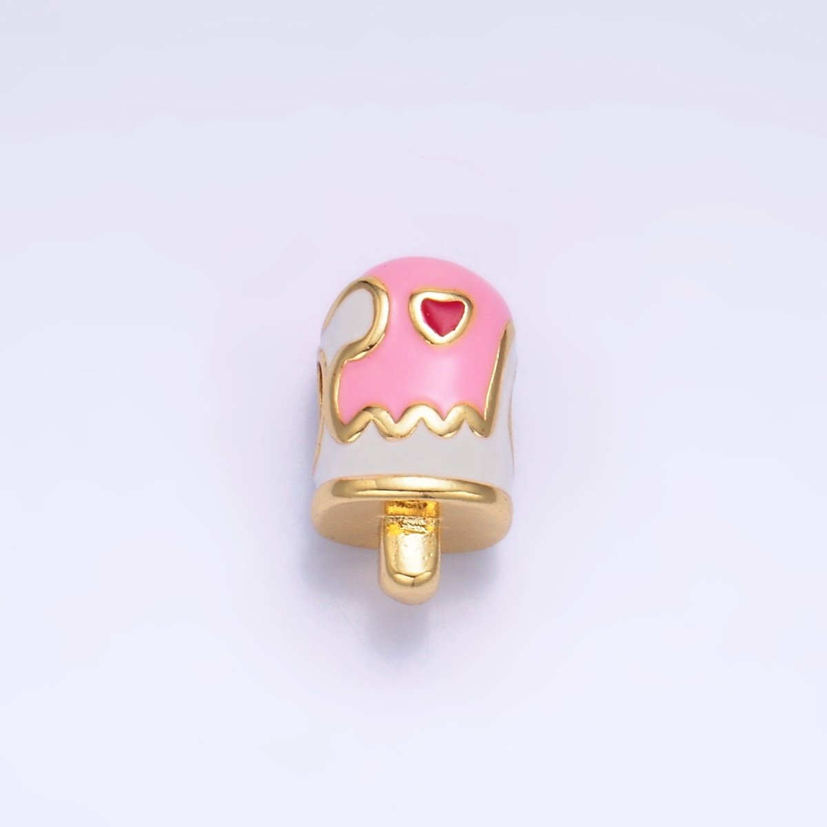 24K Gold Filled Sweet Heart Lollipop Candy Enamel Bead | B153 - DLUXCA