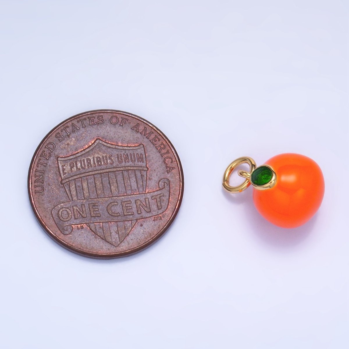 24K Gold Filled Tangerine Orange Fruit Enamel Mini Multidimensional Charm | W056 - DLUXCA