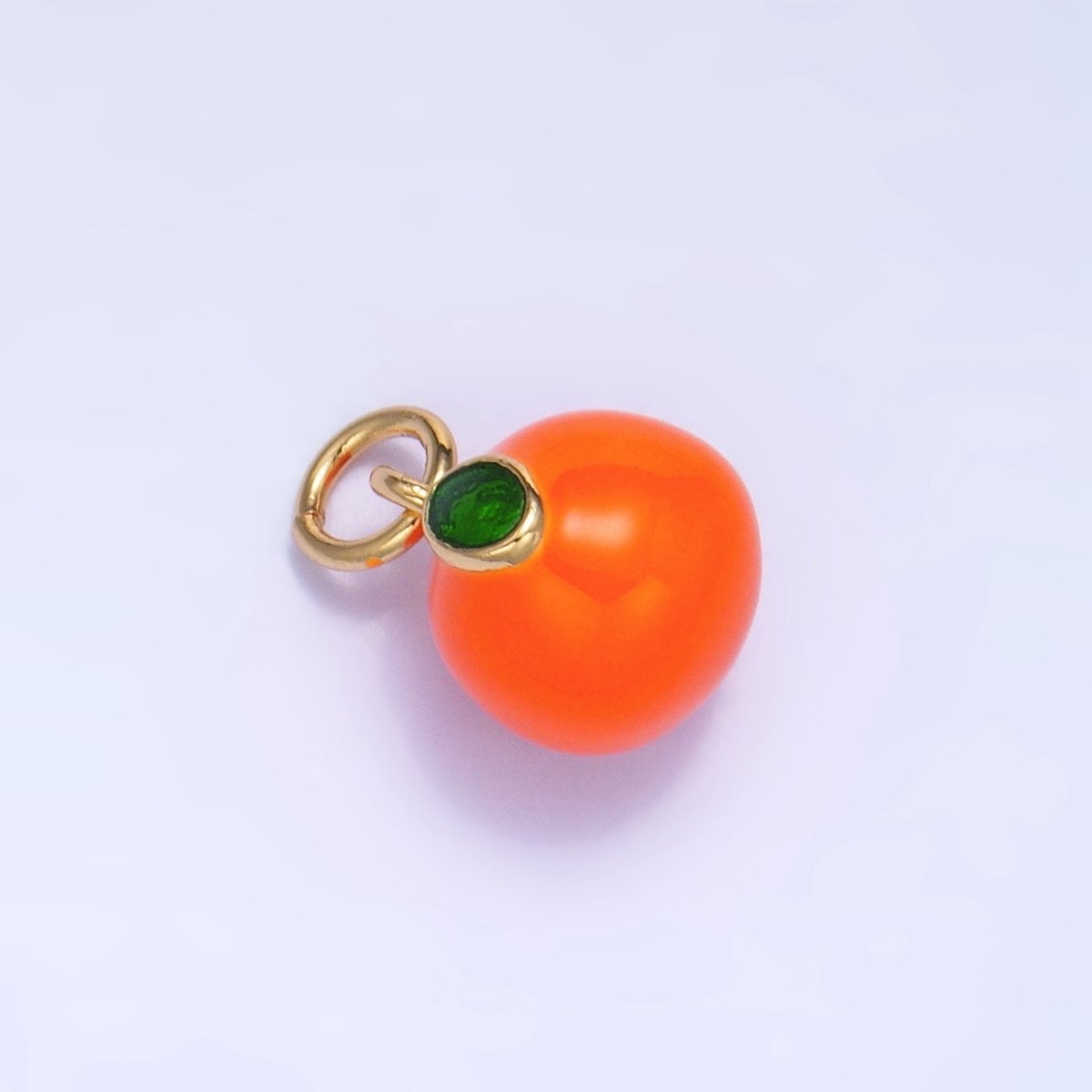 24K Gold Filled Tangerine Orange Fruit Enamel Mini Multidimensional Charm | W056 - DLUXCA