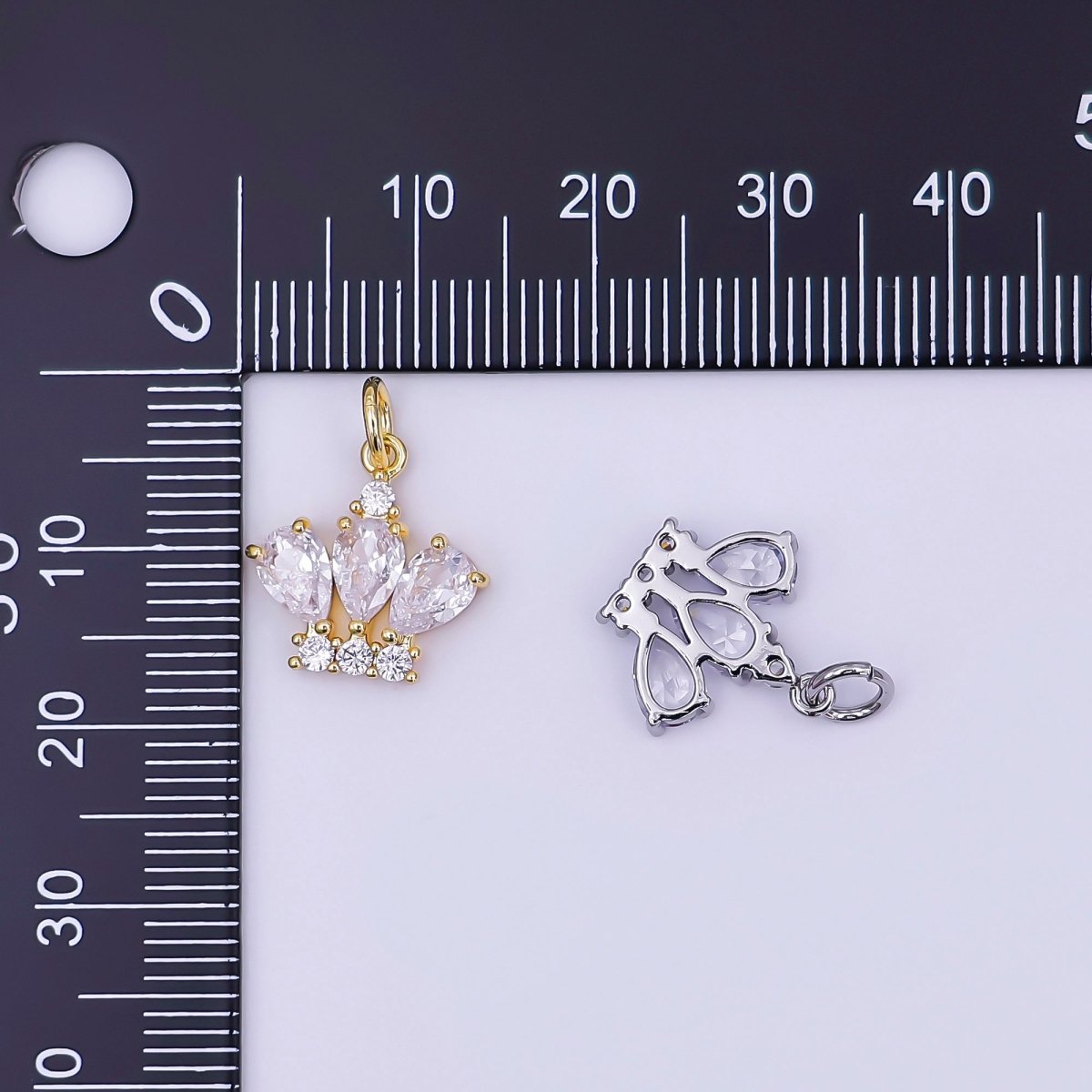 24K Gold Filled Teardrop CZ Micro Paved Charm in Gold & Silver | AJ327 - DLUXCA