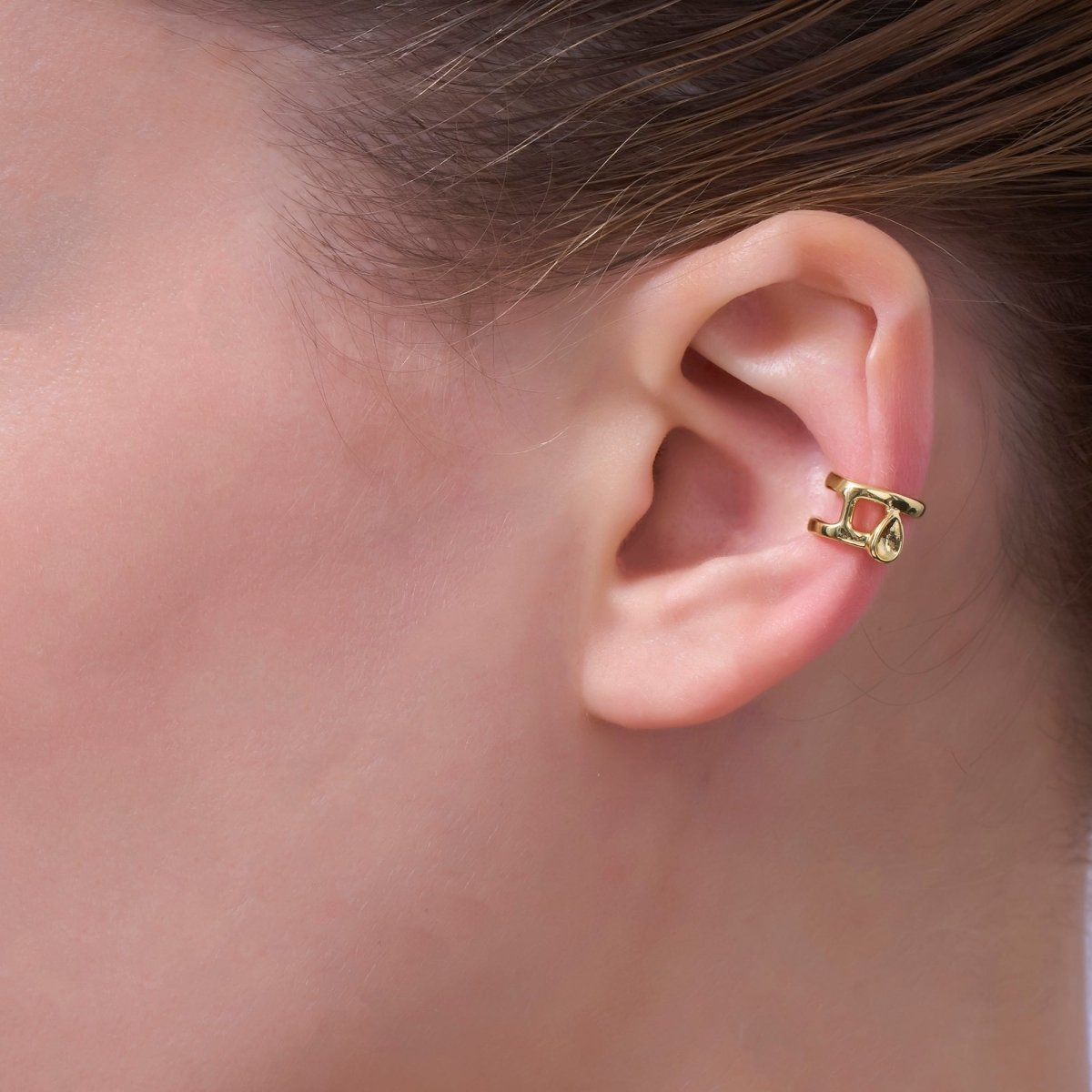 24K Gold Filled Teardrop Geometric Ear Cuff Earrings | AI080 - DLUXCA
