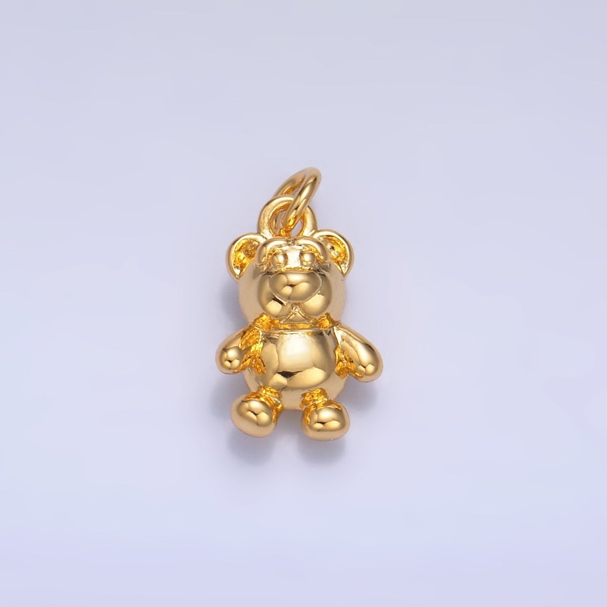 24K Gold Filled Teddy Bear Animal Multidimensional 3D Charm in Gold & Silver | W797 - DLUXCA