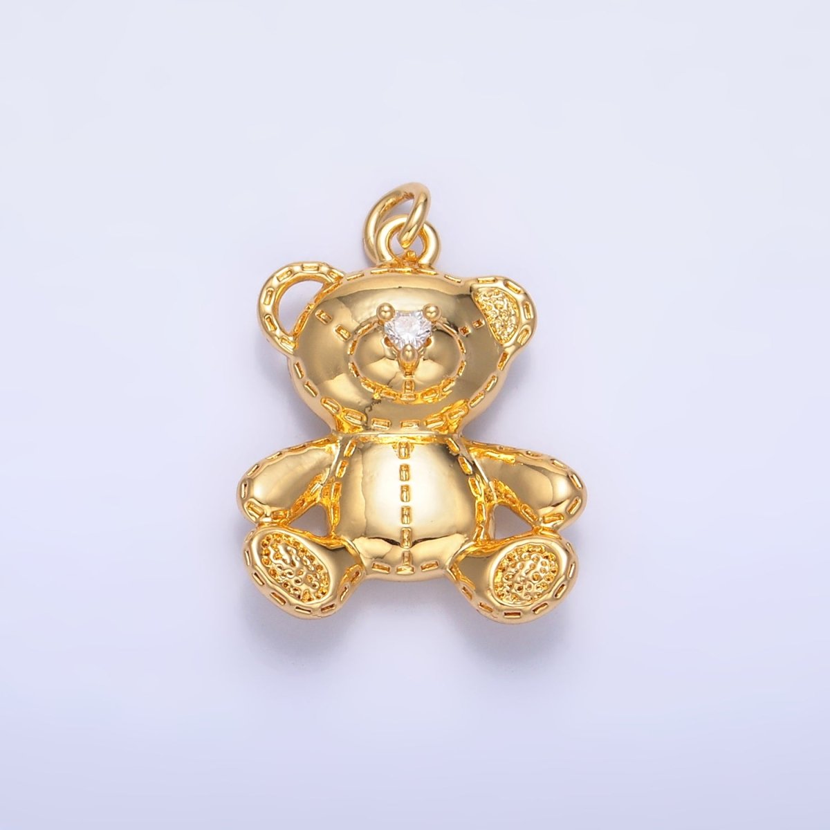 24K Gold Filled Teddy Bear Toy Animal Charm in Gold & Silver | W364 - DLUXCA