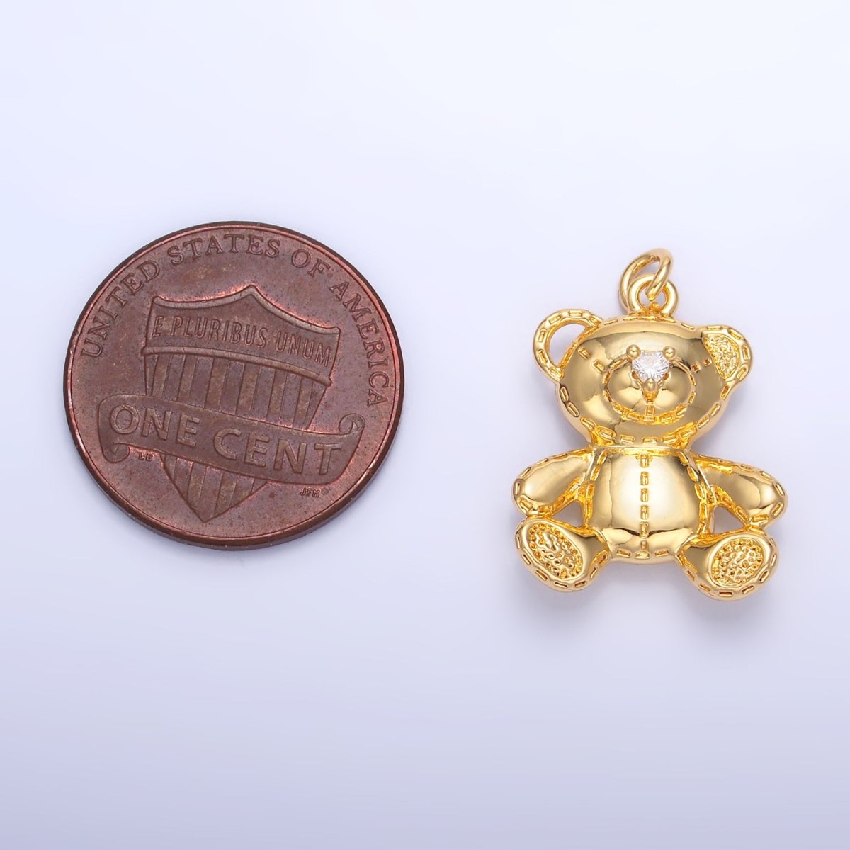 24K Gold Filled Teddy Bear Toy Animal Charm in Gold & Silver | W364 - DLUXCA