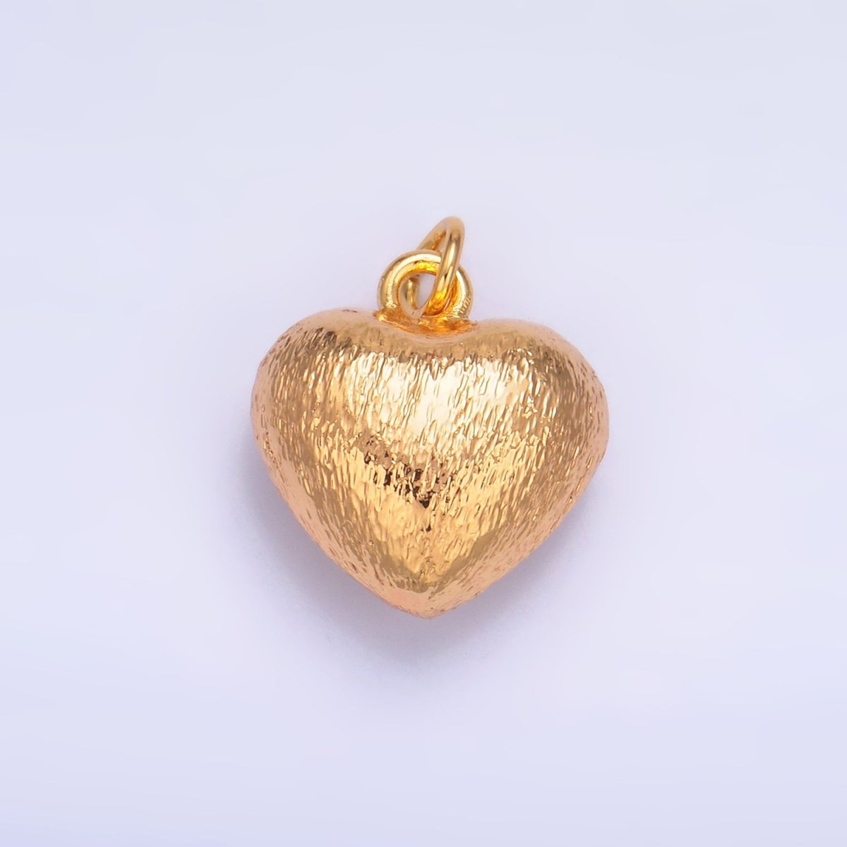 24K Gold Filled Textured Chubby Heart Multidimensional 3D Charm | W264 - DLUXCA