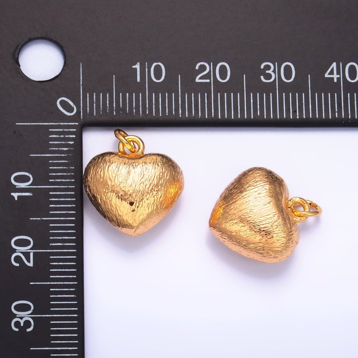 24K Gold Filled Textured Chubby Heart Multidimensional 3D Charm | W264 - DLUXCA