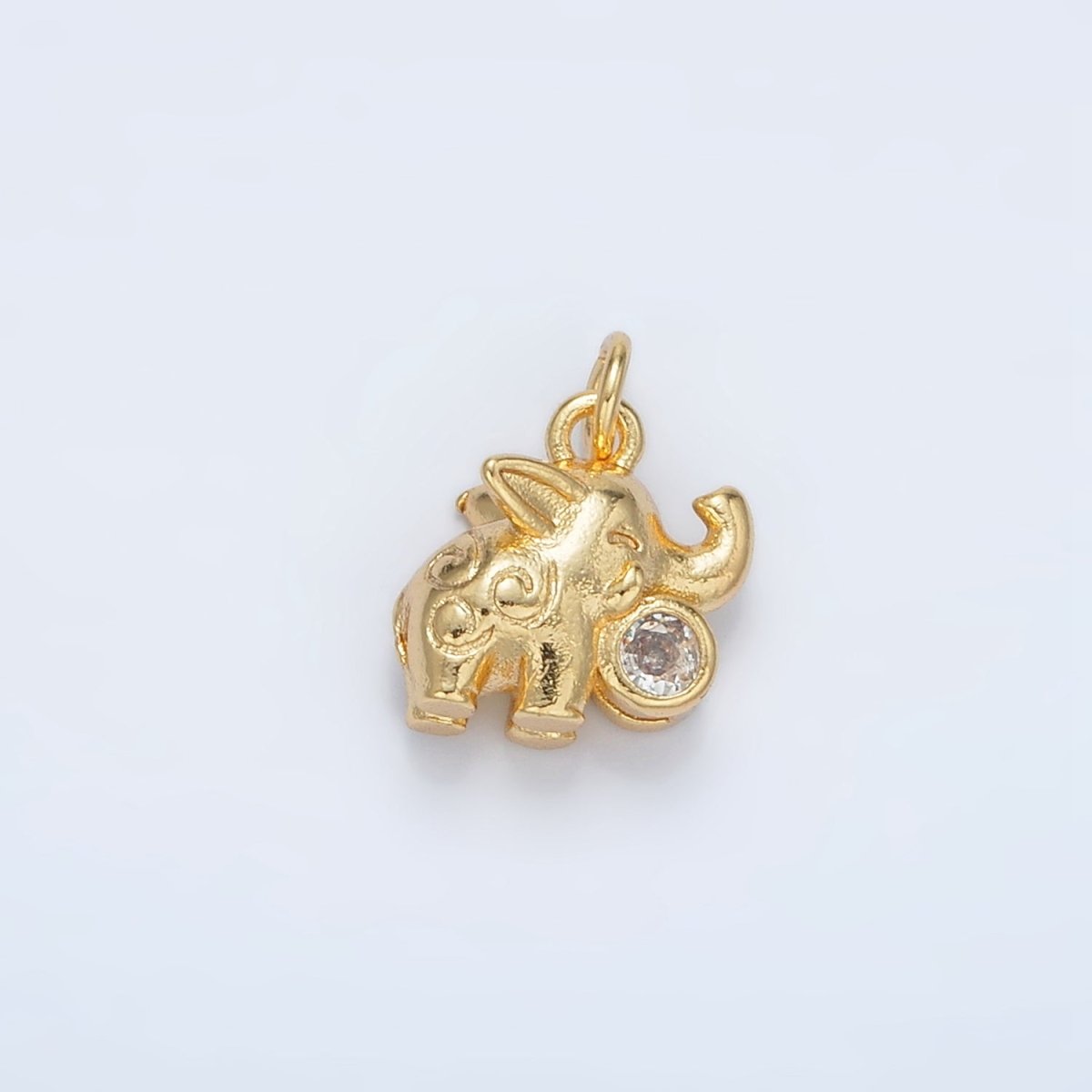 24K Gold Filled Textured CZ Elephant Charm | AC - 108 - DLUXCA