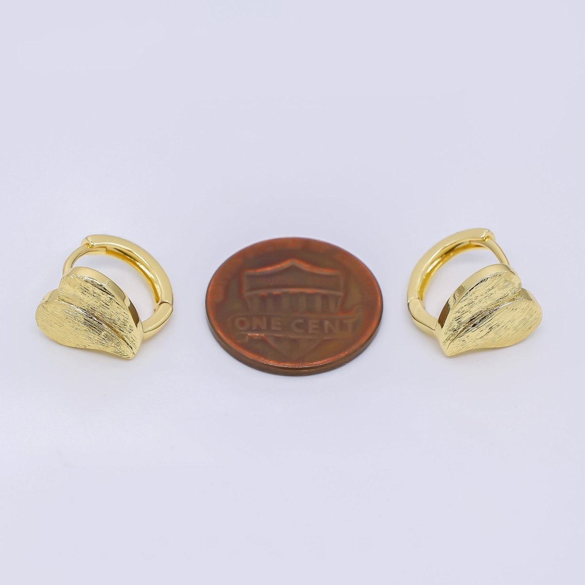 24K Gold Filled Textured Heart Huggie Earrings in Gold & Silver | AJ - 036 AJ - 037 - DLUXCA
