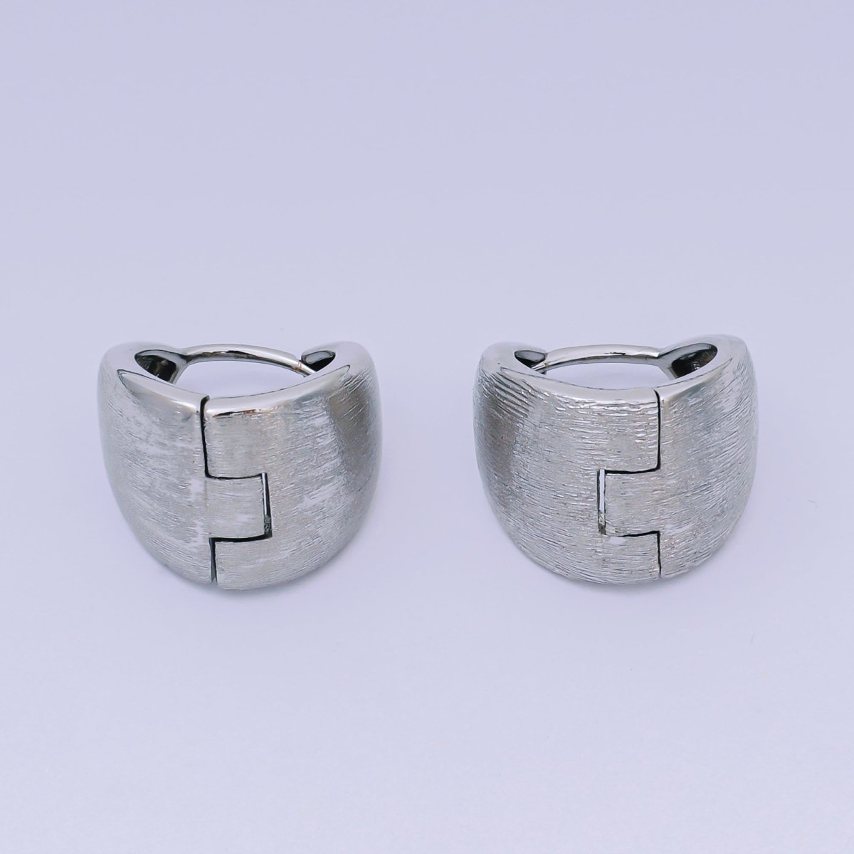24K Gold Filled Textured Match Dome Huggie Earrings in Gold & Silver | AJ - 034 AJ - 048 - DLUXCA