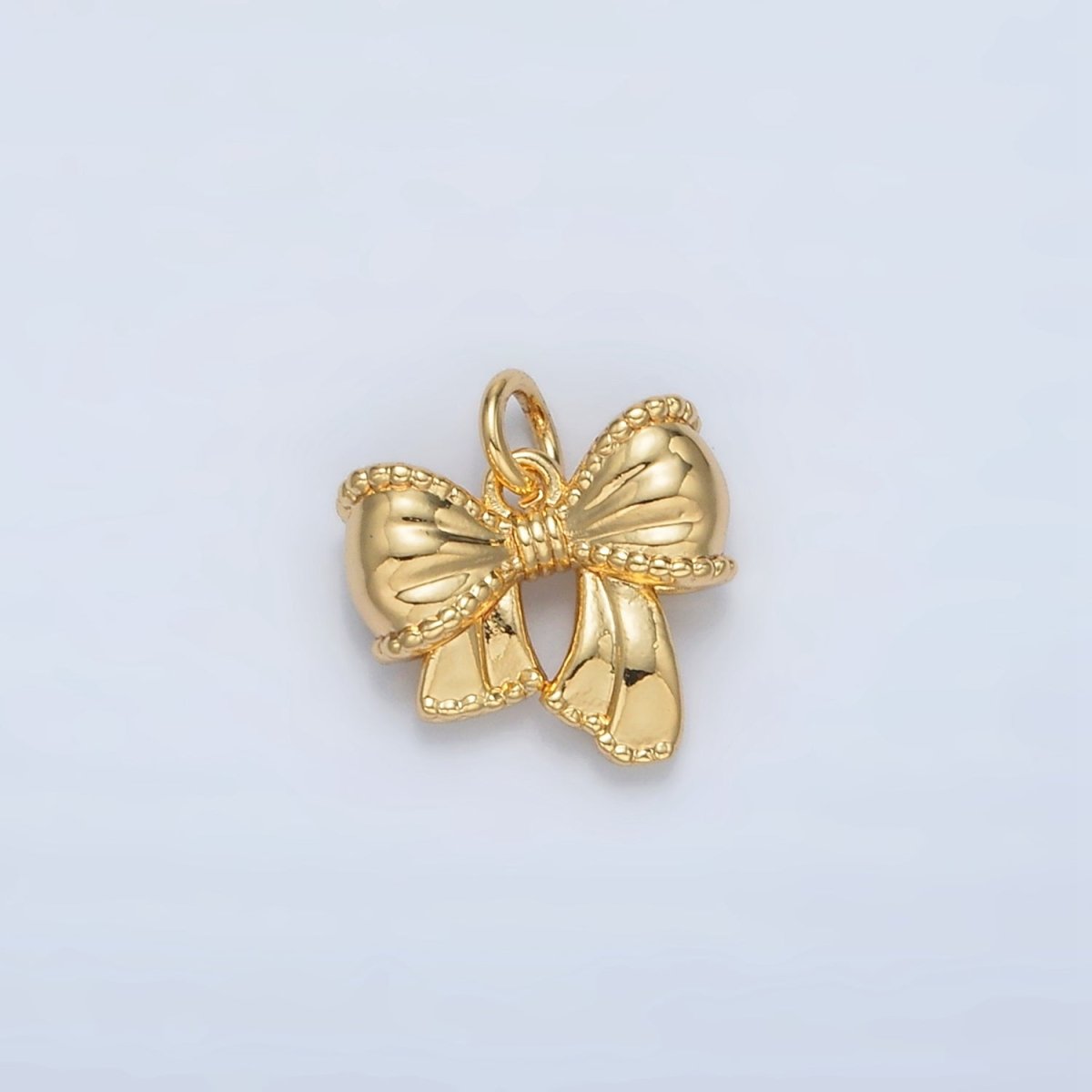 24K Gold Filled Textured Ribbon Bow Charm | AC - 144 - DLUXCA