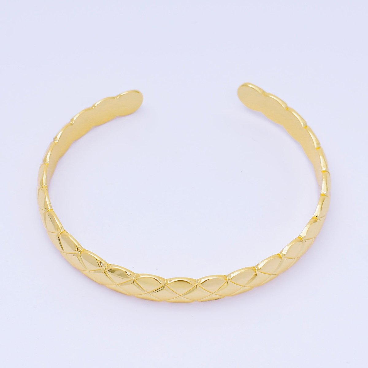 24K Gold Filled Textured Wave Bangle Bracelet | WA - 3405 - DLUXCA