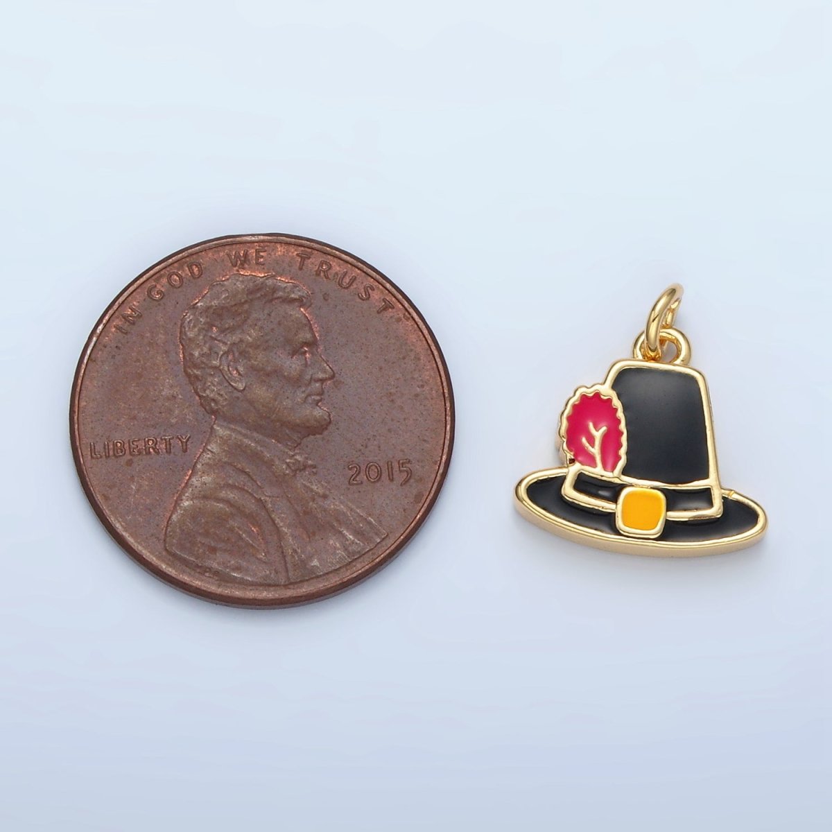 24K Gold Filled Thanksgiving Black Pilgrim Hat Charm in Gold & Silver | N773 - DLUXCA