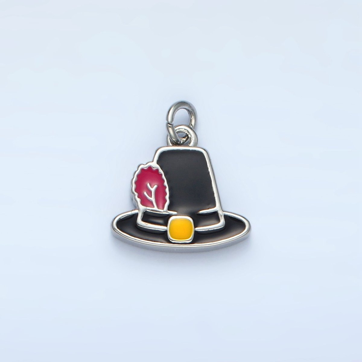 24K Gold Filled Thanksgiving Black Pilgrim Hat Charm in Gold & Silver | N773 - DLUXCA