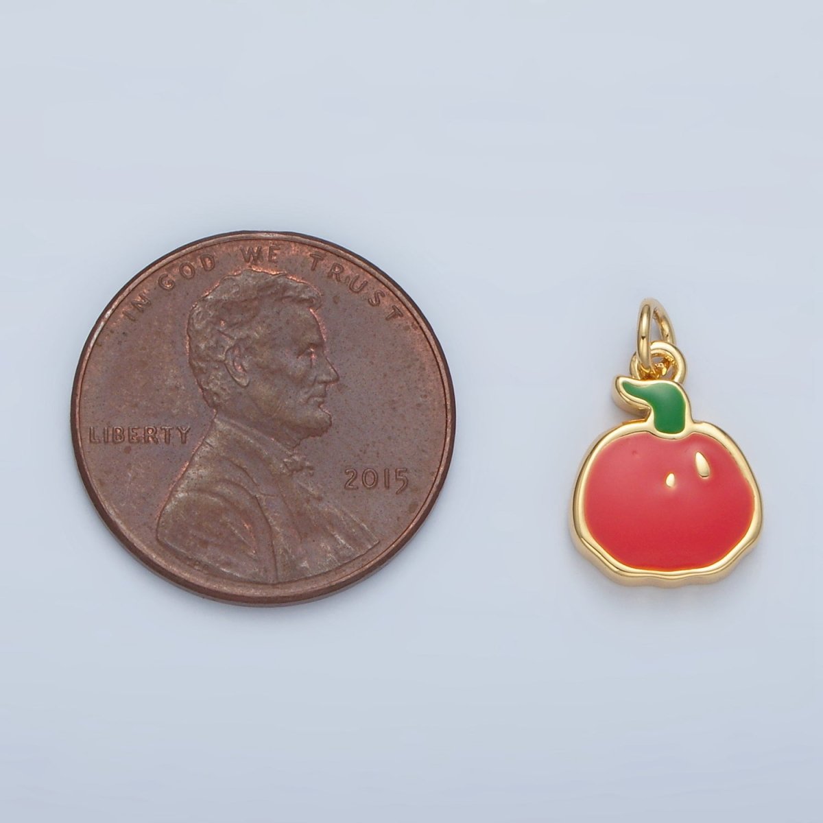 24K Gold Filled Thanksgiving Pumpkin Fruit Enamel Mini Charm in Gold & Silver | N786 - DLUXCA