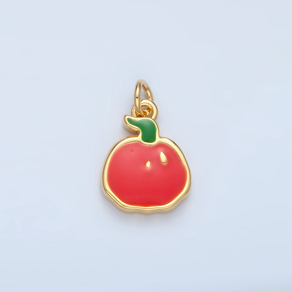 24K Gold Filled Thanksgiving Pumpkin Fruit Enamel Mini Charm in Gold & Silver | N786 - DLUXCA