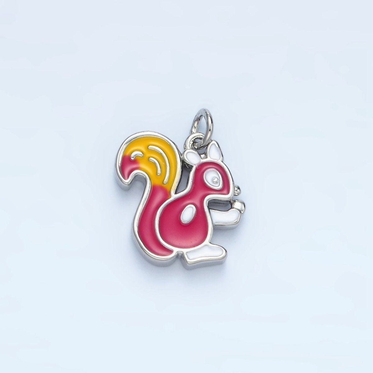 24K Gold Filled Thanksgiving Squirrel Enamel Charm in Gold & Silver | N791 - DLUXCA