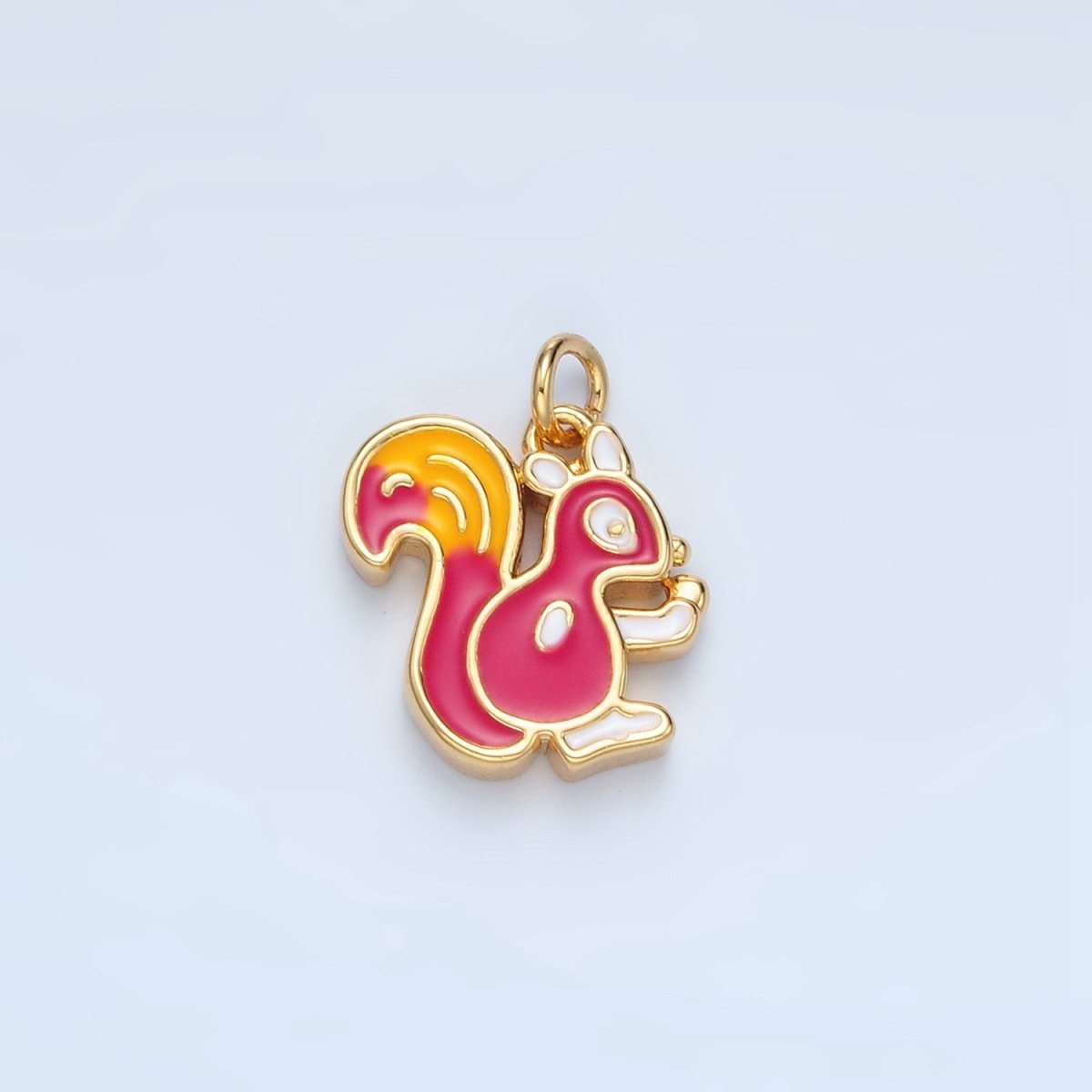 24K Gold Filled Thanksgiving Squirrel Enamel Charm in Gold & Silver | N791 - DLUXCA