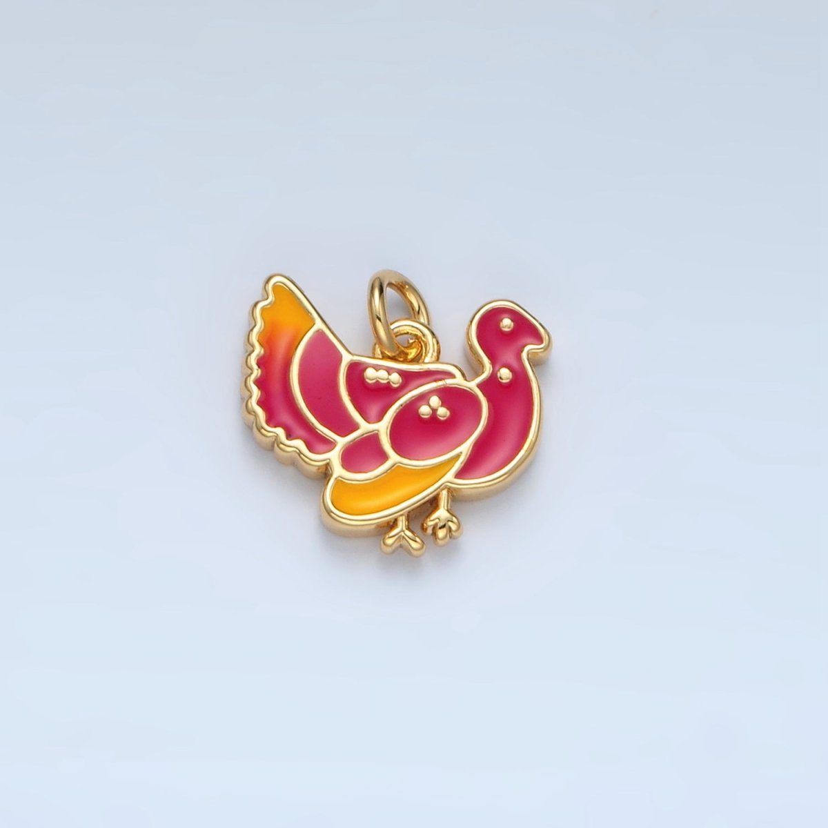 24K Gold Filled Thanksgiving Turkey Bird Charm in Gold & Silver | N460 - DLUXCA