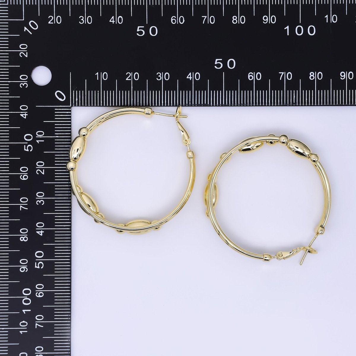 24K Gold Filled Three - Layered Candy Bar French Lock Hoops Earrings | AJ - 101 - DLUXCA