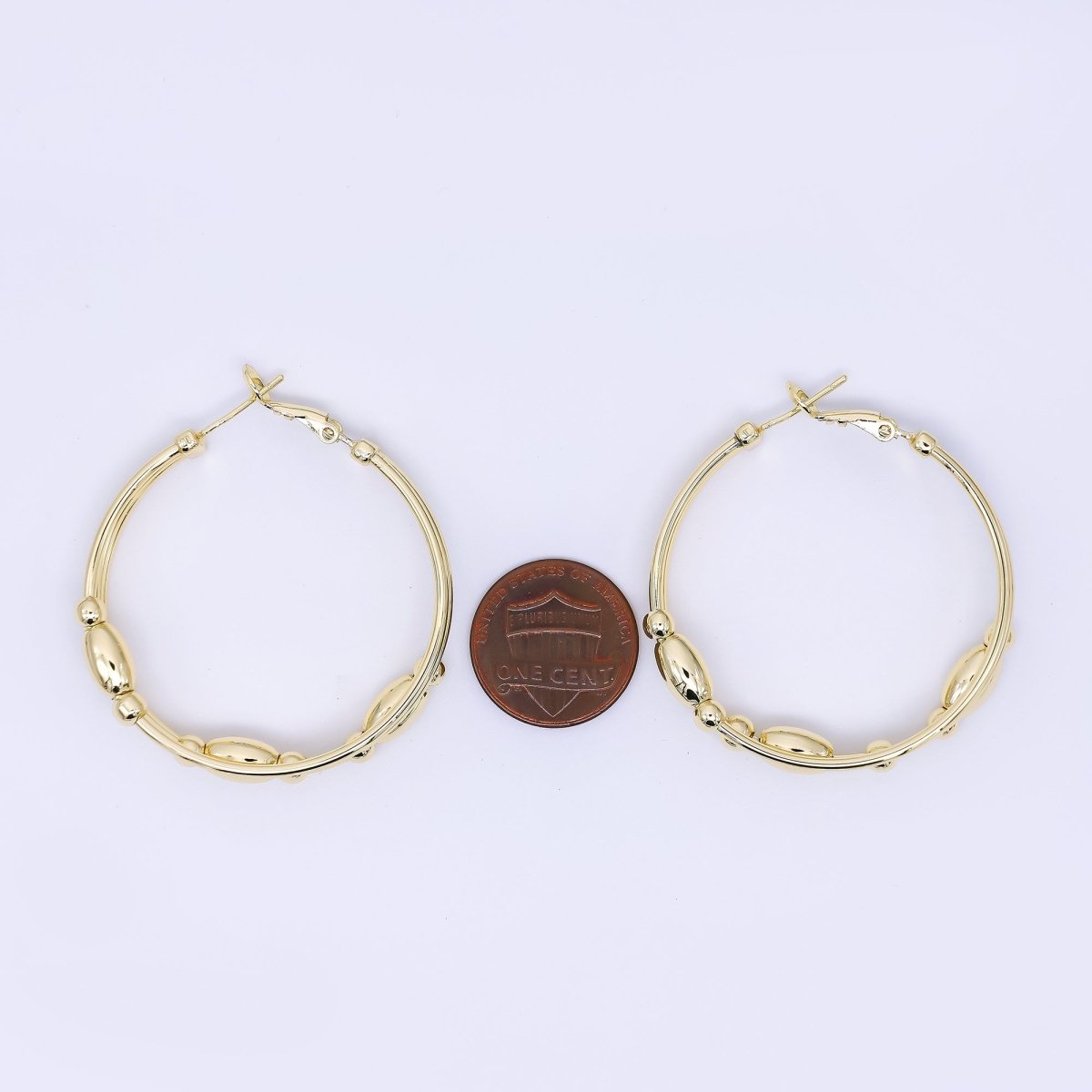 24K Gold Filled Three - Layered Candy Bar French Lock Hoops Earrings | AJ - 101 - DLUXCA