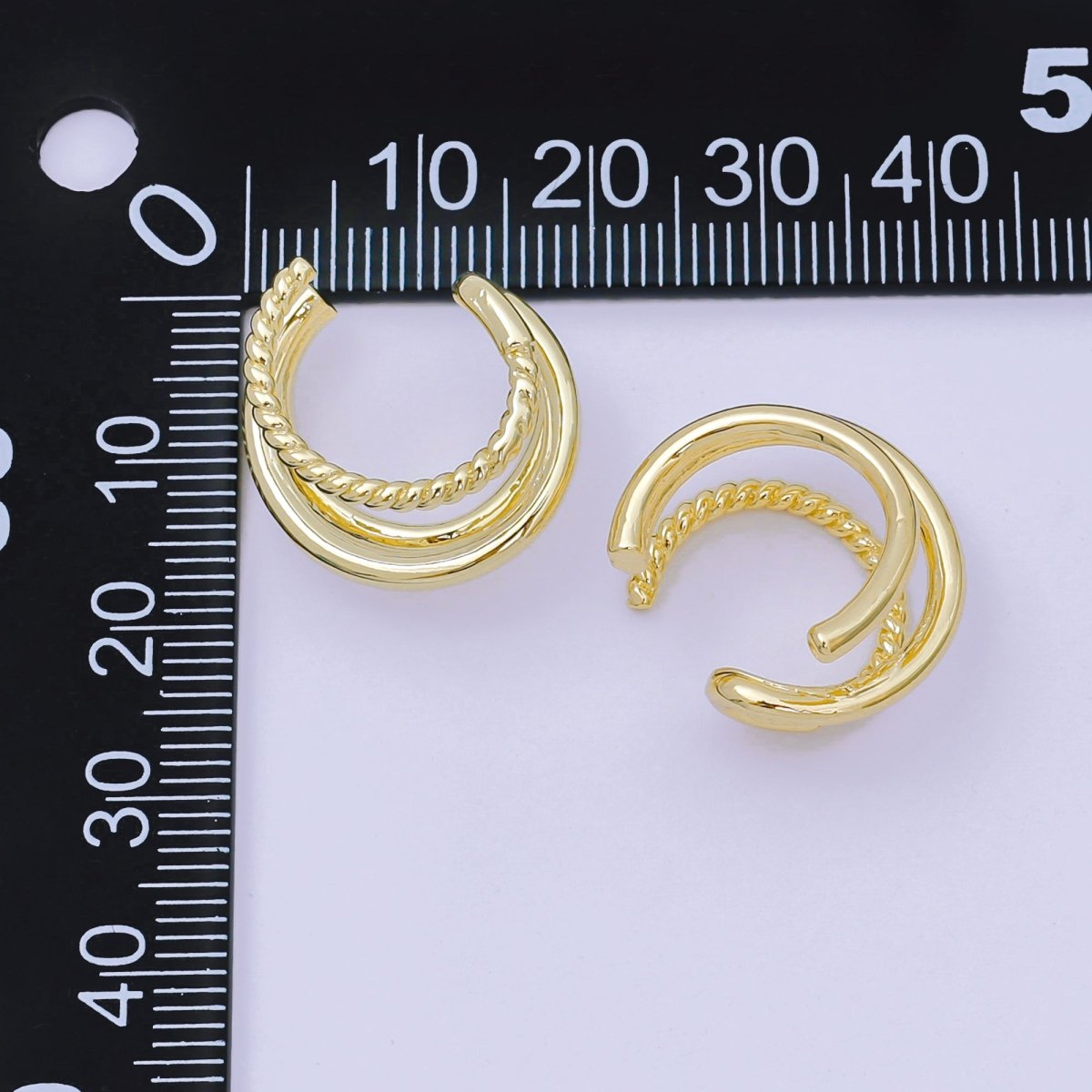 24K Gold Filled Three Styles Band Ear Cuff Earrings in Gold & Silver | AI184 AI185 - DLUXCA