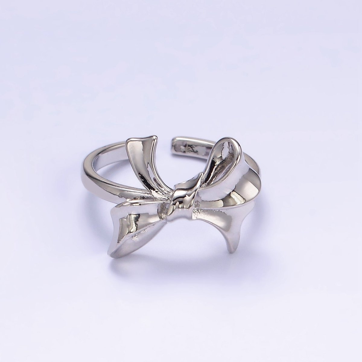 24K Gold Filled Tied Ribbon Bow Minimalist Ring in Gold & Silver | R210 O1383 - DLUXCA