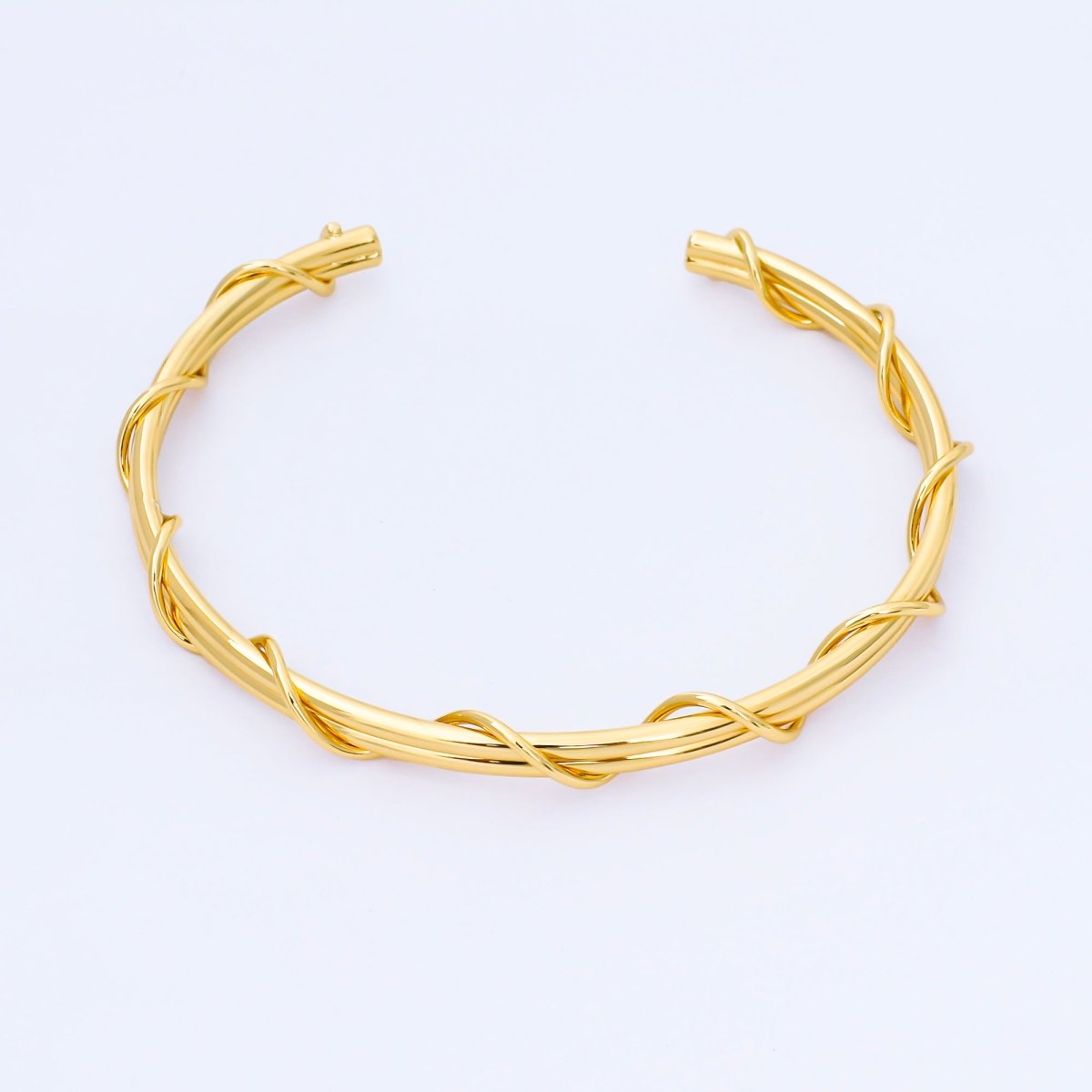 24K Gold Filled Tied Twist Band Cuff Bangle Bracelet | WA - 1685 - DLUXCA