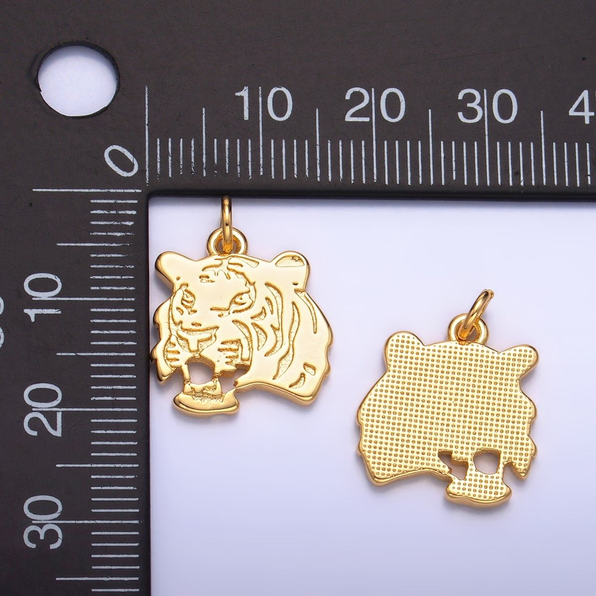 24K Gold Filled Tiger Head Animal Charm | W233 - DLUXCA