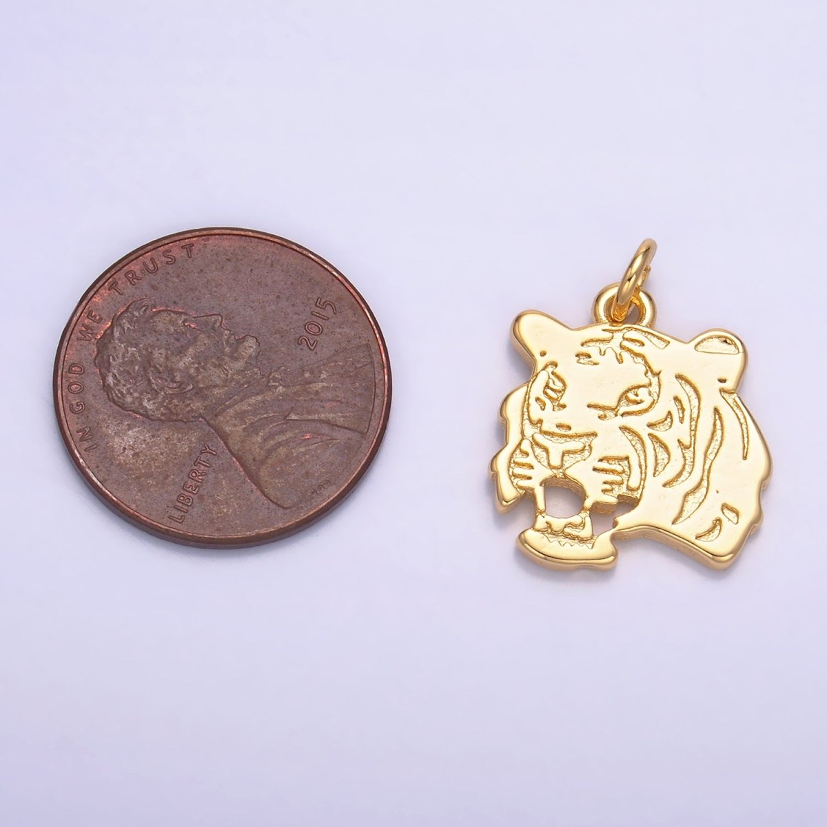 24K Gold Filled Tiger Head Animal Charm | W233 - DLUXCA