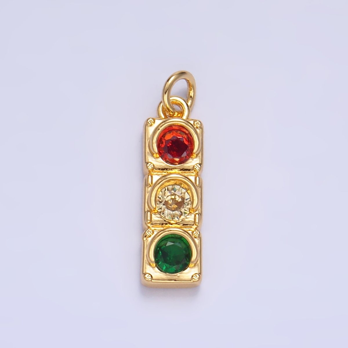 24K Gold Filled Traffic Light CZ Multidimensional 3D Charm | W246 - DLUXCA