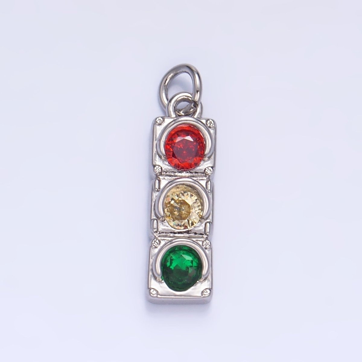 24K Gold Filled Traffic Light CZ Multidimensional 3D Charm | W246 - DLUXCA