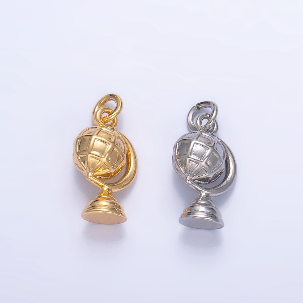 24K Gold Filled Travel World Globe Multidimensional 3D Charm in Gold & Silver | W131 - DLUXCA