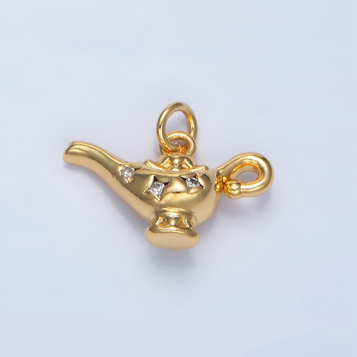 24K Gold Filled Triple CZ Celestial Star Genie Lamp Charm | X893 - DLUXCA