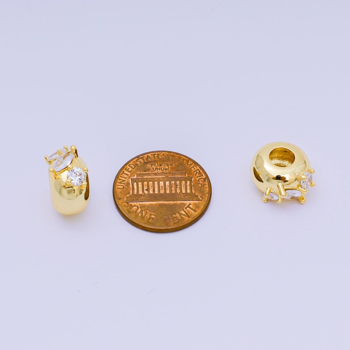 24K Gold Filled Triple CZ Rondelle Donut Bead Spacer | B - 003 - DLUXCA