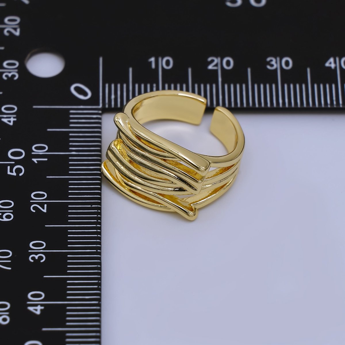 24K Gold Filled Triple Lines Adjustable Ring | O - 1472 - DLUXCA